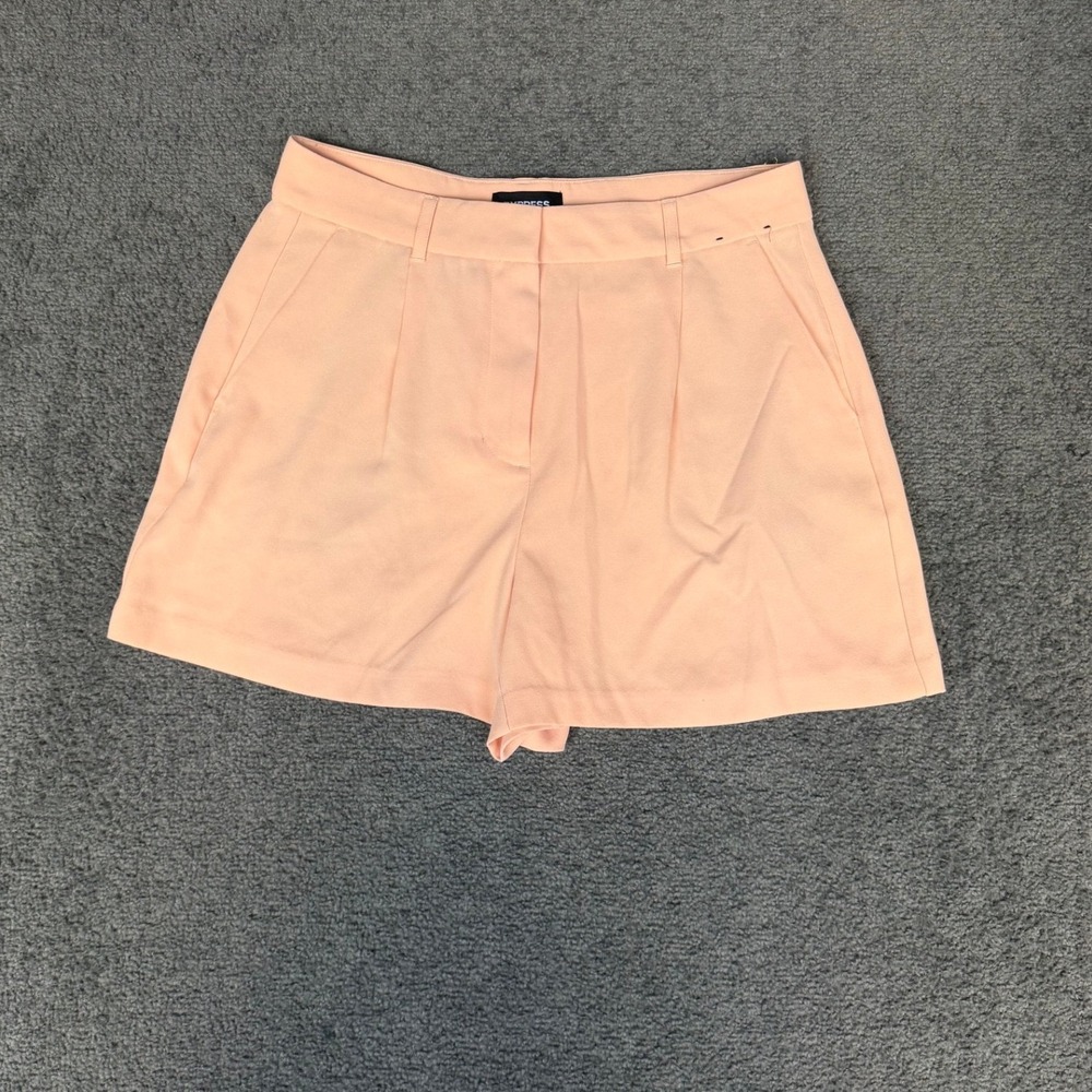 Express Womens Peach Pleated High Rise Dress Shorts Size 8 Pastel Summer